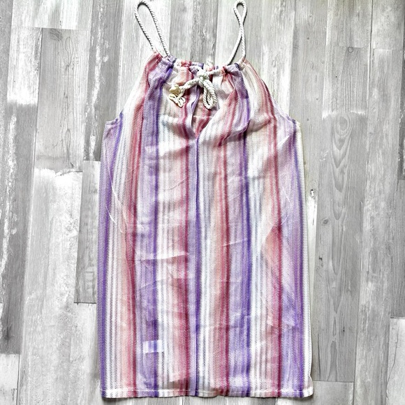 Haute Hippie Boho Pink & Purple Striped Beach Cover Up Dress w/ Pockets | Size M - Picture 12 of 12